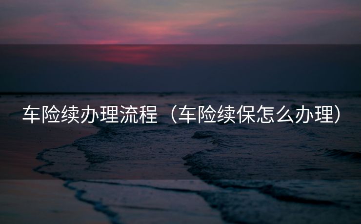 车险续办理流程（车险续保怎么办理）