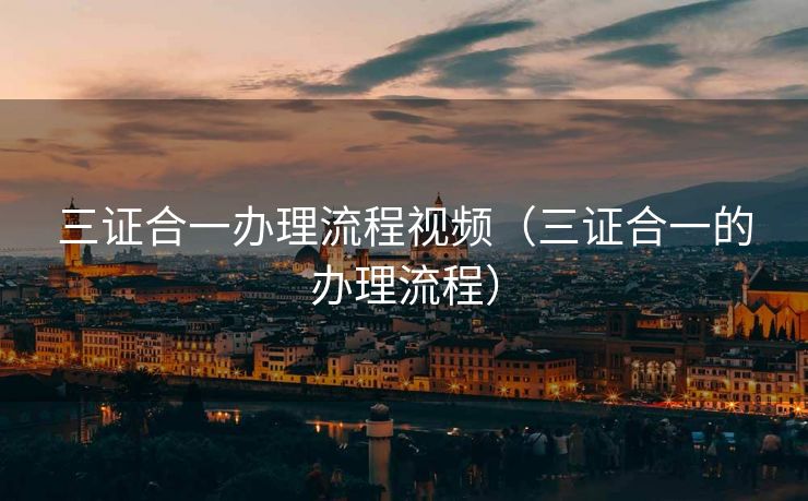 三证合一办理流程视频（三证合一的办理流程）