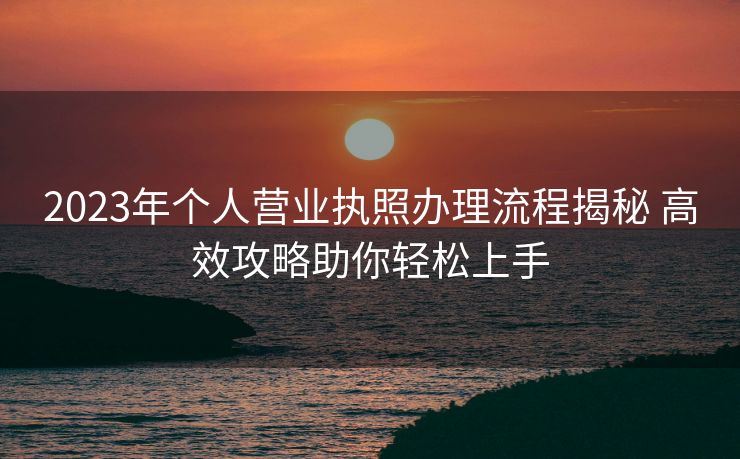 2023年个人营业执照办理流程揭秘 高效攻略助你轻松上手 2023年个人营业执照办理流程揭秘 高效攻略助你轻松上手