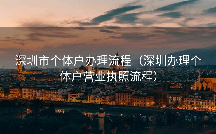 深圳市个体户办理流程（深圳办理个体户营业执照流程）