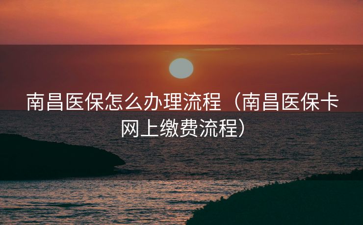 南昌医保怎么办理流程（南昌医保卡网上缴费流程）