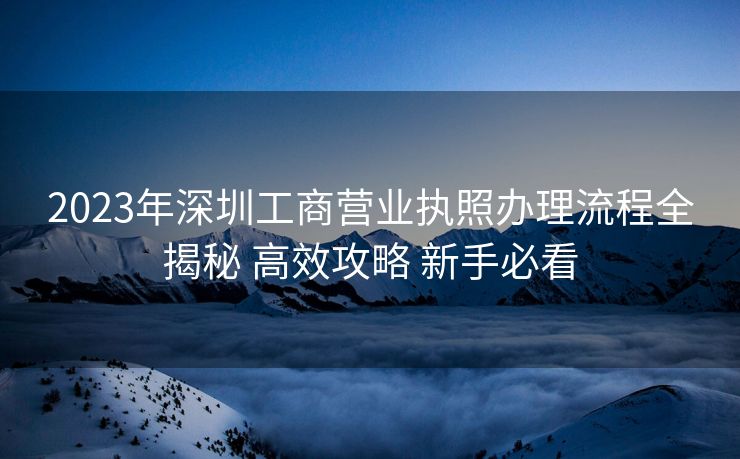 2023年深圳工商营业执照办理流程全揭秘 高效攻略 新手必看 2023年深圳工商营业执照办理流程全揭秘 高效攻略 新手必看