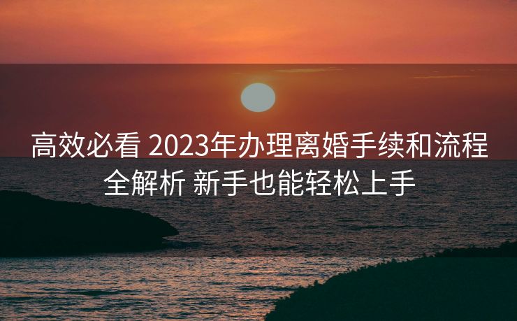 高效必看 2023年办理离婚手续和流程全解析 新手也能轻松上手