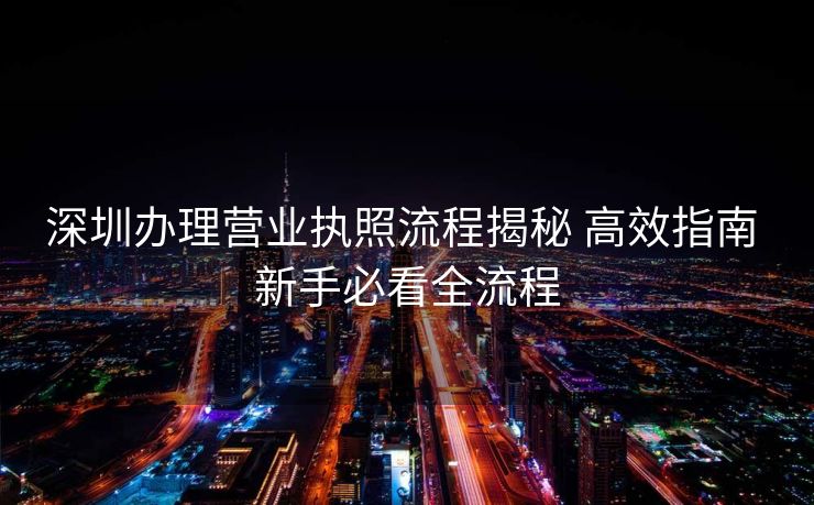 深圳办理营业执照流程揭秘 高效指南 新手必看全流程