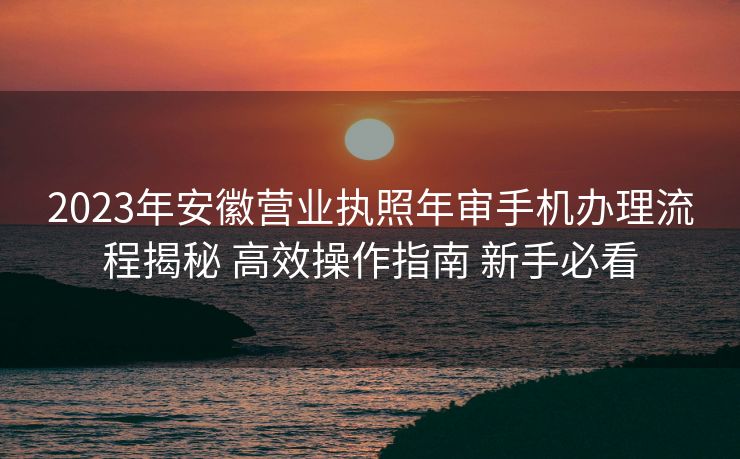 2023年安徽营业执照年审手机办理流程揭秘 高效操作指南 新手必看 2023年安徽营业执照年审手机办理流程揭秘 高效操作指南 新手必看