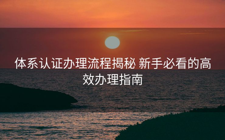 体系认证办理流程揭秘 新手必看的高效办理指南