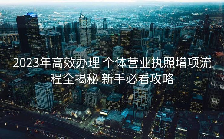 2023年高效办理 个体营业执照增项流程全揭秘 新手必看攻略 2023年高效办理 个体营业执照增项流程全揭秘 新手必看攻略