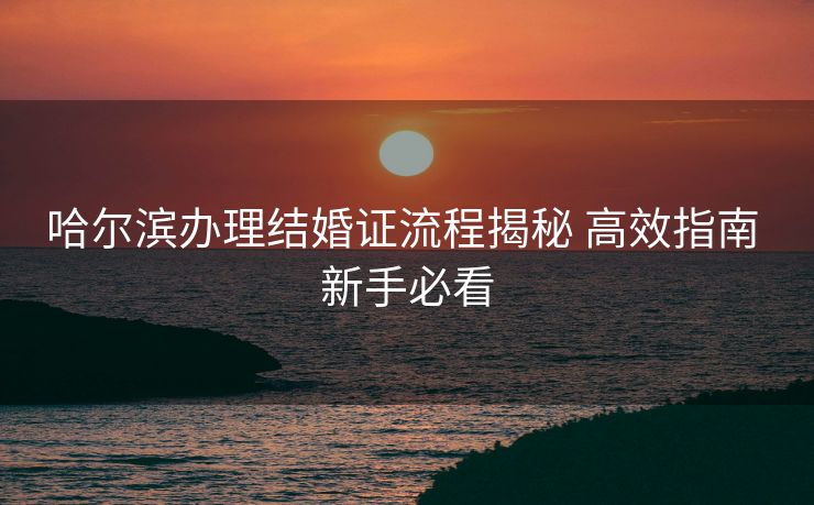 哈尔滨办理结婚证流程揭秘 高效指南 新手必看 哈尔滨办理结婚证流程揭秘 高效指南 新手必看