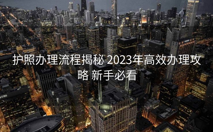 护照办理流程揭秘 2023年高效办理攻略 新手必看