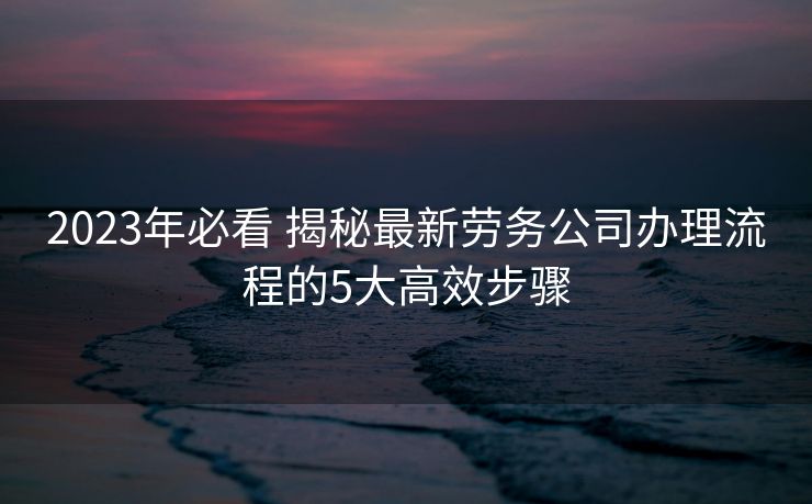 2023年必看 揭秘最新劳务公司办理流程的5大高效步骤