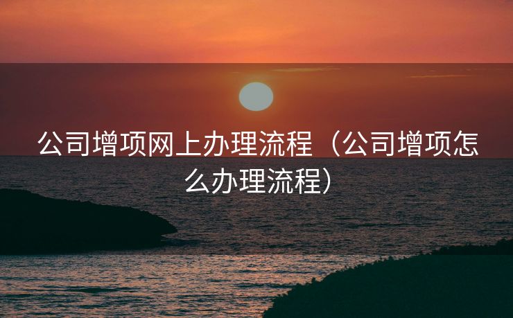公司增项网上办理流程（公司增项怎么办理流程）