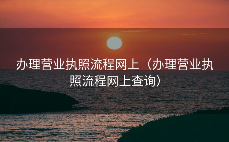办理营业执照流程网上（办理营业执照流程网上查询）