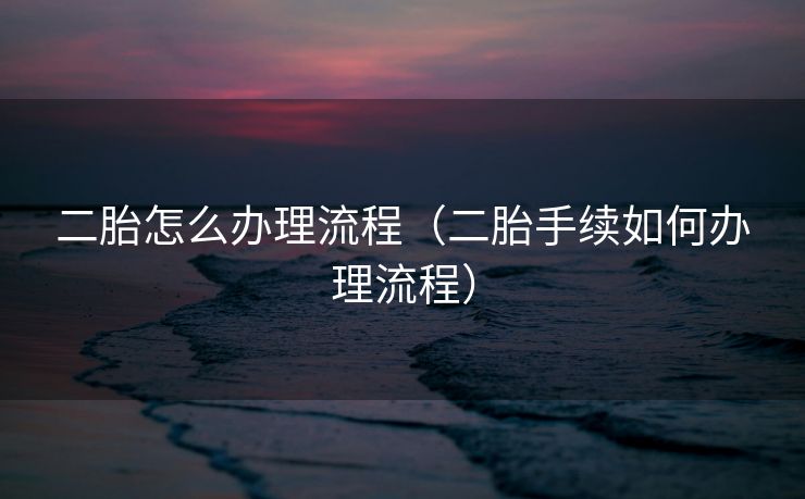 二胎怎么办理流程(二胎手续如何办理流程) 二胎怎么办理流程(二胎手续如何办理流程)