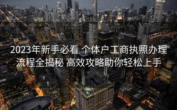 2023年新手必看 个体户工商执照办理流程全揭秘 高效攻略助你轻松上手
