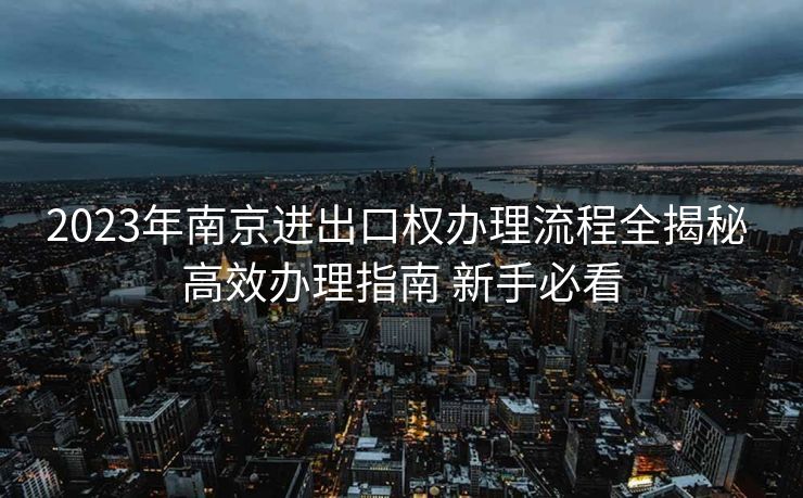 2023年南京进出口权办理流程全揭秘 高效办理指南 新手必看 2023年南京进出口权办理流程全揭秘 高效办理指南 新手必看