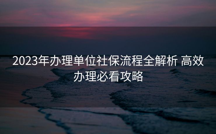 2023年办理单位社保流程全解析 高效办理必看攻略