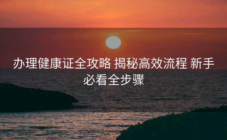 办理健康证全攻略 揭秘高效流程 新手必看全步骤 办理健康证全攻略 揭秘高效流程 新手必看全步骤