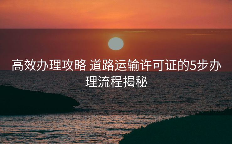 高效办理攻略 道路运输许可证的5步办理流程揭秘 高效办理攻略 道路运输许可证的5步办理流程揭秘