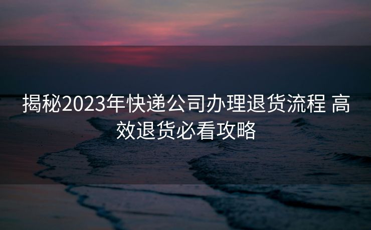 揭秘2023年快递公司办理退货流程 高效退货必看攻略 揭秘2023年快递公司办理退货流程 高效退货必看攻略