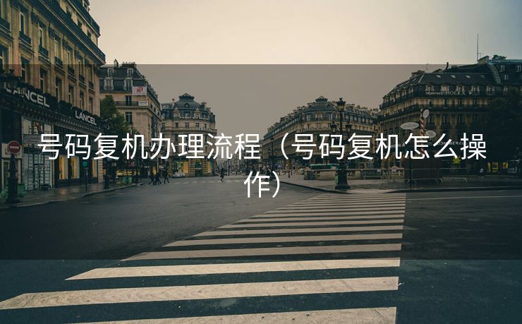 号码复机办理流程（号码复机怎么操作）