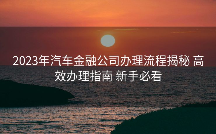 2023年汽车金融公司办理流程揭秘 高效办理指南 新手必看