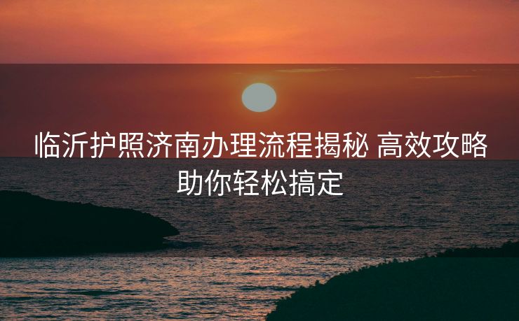 临沂护照济南办理流程揭秘 高效攻略助你轻松搞定