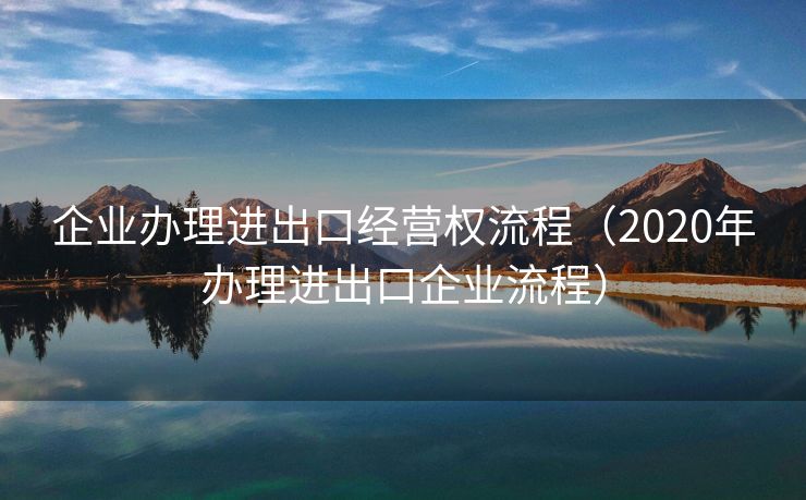 企业办理进出口经营权流程（2020年办理进出口企业流程）