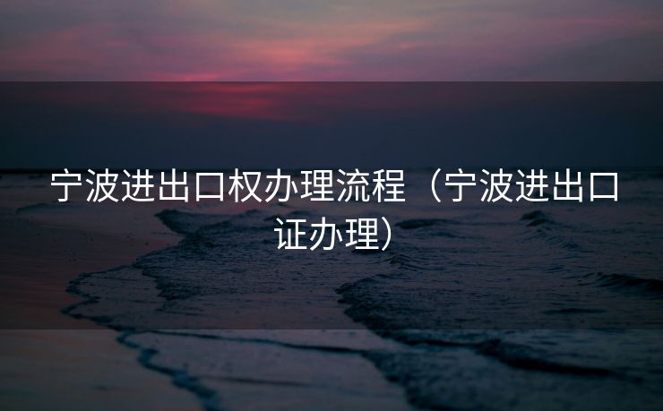 宁波进出口权办理流程(宁波进出口证办理) 宁波进出口权办理流程(宁波进出口证办理)
