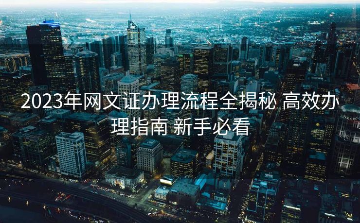 2023年网文证办理流程全揭秘 高效办理指南 新手必看