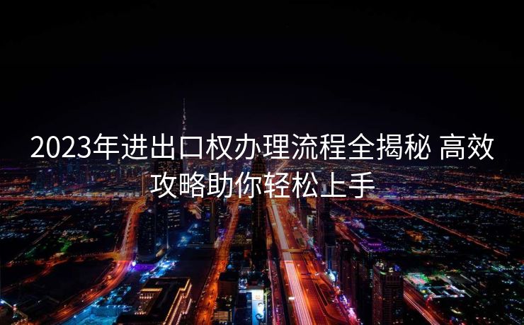 2023年进出口权办理流程全揭秘 高效攻略助你轻松上手