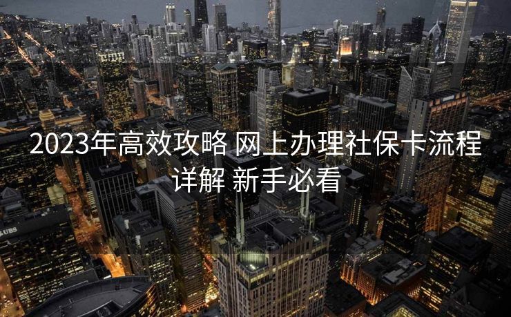2023年高效攻略 网上办理社保卡流程详解 新手必看