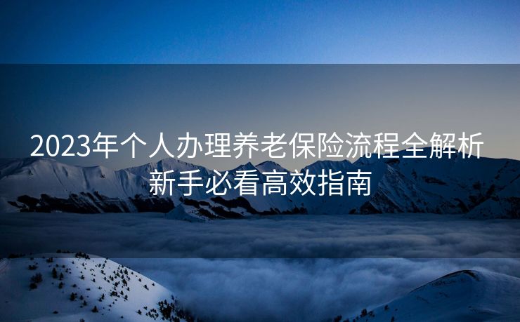 2023年个人办理养老保险流程全解析 新手必看高效指南