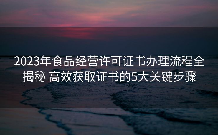 2023年食品经营许可证书办理流程全揭秘 高效获取证书的5大关键步骤