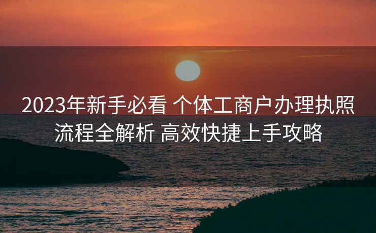 2023年新手必看 个体工商户办理执照流程全解析 高效快捷上手攻略