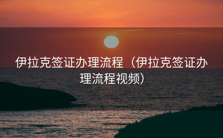 伊拉克签证办理流程（伊拉克签证办理流程视频）