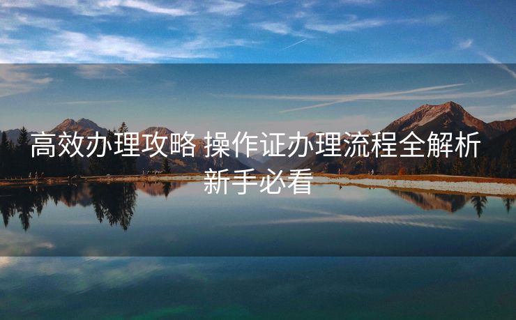 高效办理攻略 操作证办理流程全解析 新手必看