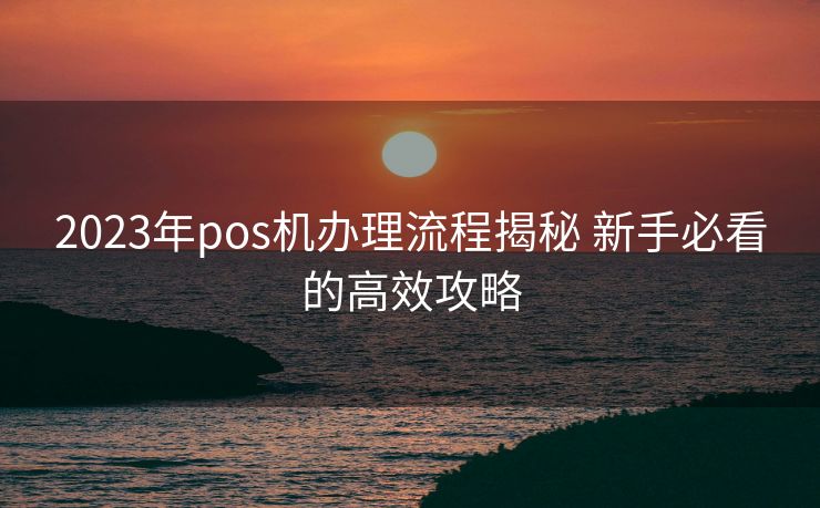 2023年pos机办理流程揭秘 新手必看的高效攻略