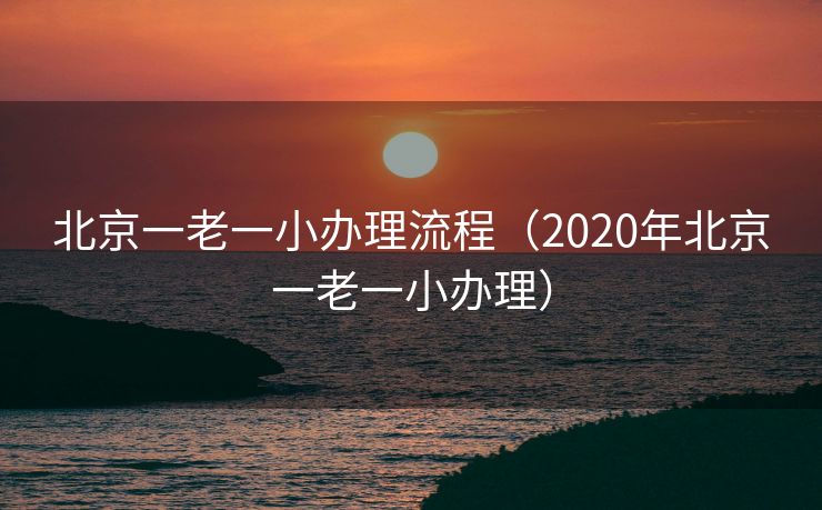 北京一老一小办理流程（2020年北京一老一小办理）