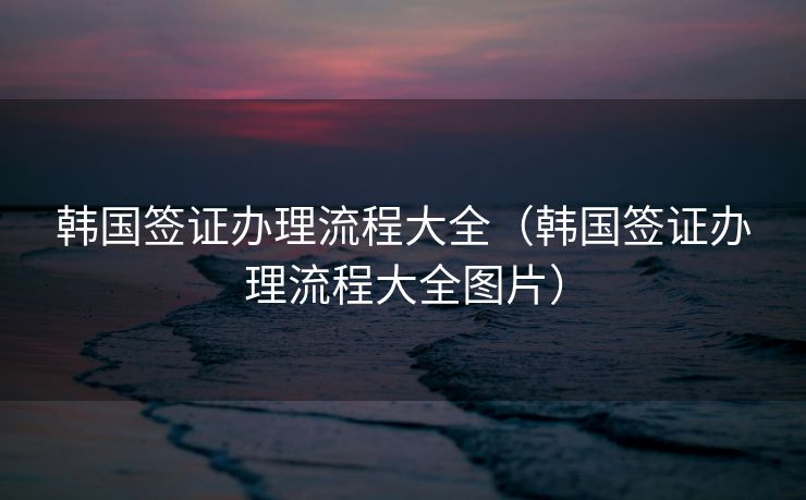 韩国签证办理流程大全（韩国签证办理流程大全图片）