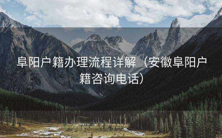 阜阳户籍办理流程详解(安徽阜阳户籍咨询电话) 阜阳户籍办理流程详解(安徽阜阳户籍咨询电话)