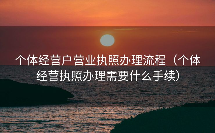 个体经营户营业执照办理流程（个体经营执照办理需要什么手续）