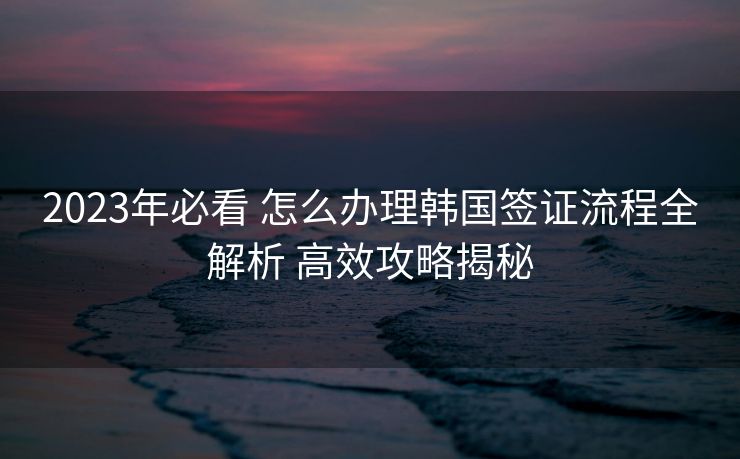 2023年必看 怎么办理韩国签证流程全解析 高效攻略揭秘
