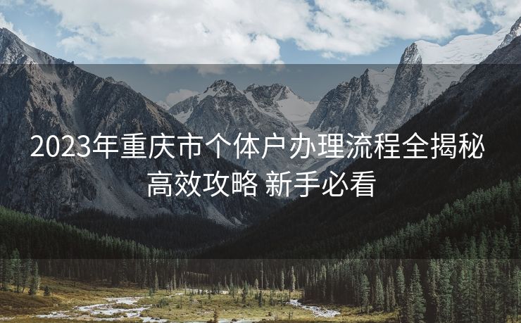 2023年重庆市个体户办理流程全揭秘 高效攻略 新手必看 2023年重庆市个体户办理流程全揭秘 高效攻略 新手必看