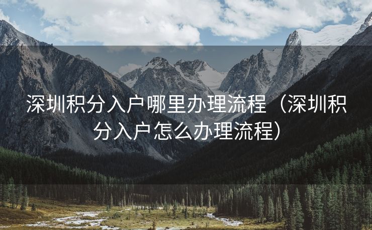 深圳积分入户哪里办理流程（深圳积分入户怎么办理流程）