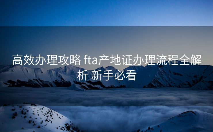 高效办理攻略 fta产地证办理流程全解析 新手必看 高效办理攻略 fta产地证办理流程全解析 新手必看