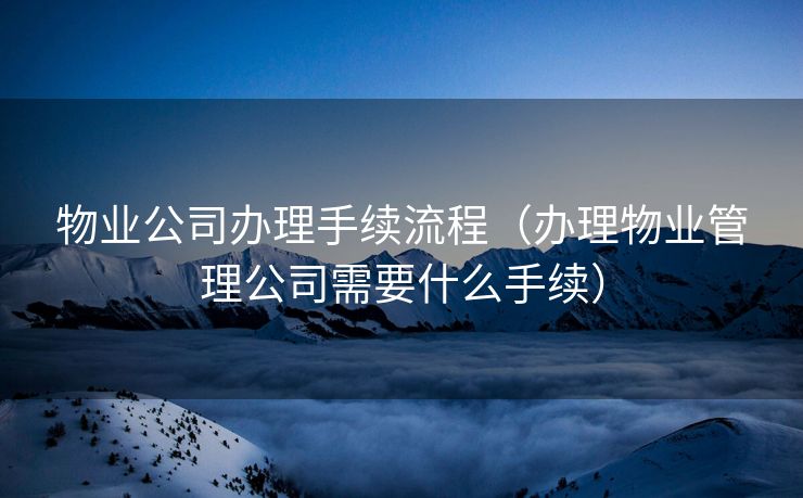 物业公司办理手续流程（办理物业管理公司需要什么手续）