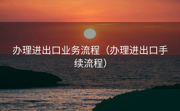办理进出口业务流程(办理进出口手续流程) 办理进出口业务流程(办理进出口手续流程)