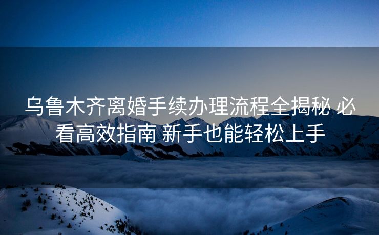 乌鲁木齐离婚手续办理流程全揭秘 必看高效指南 新手也能轻松上手 乌鲁木齐离婚手续办理流程全揭秘 必看高效指南 新手也能轻松上手