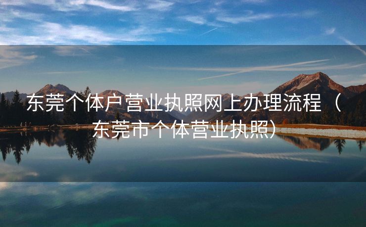 东莞个体户营业执照网上办理流程（东莞市个体营业执照）