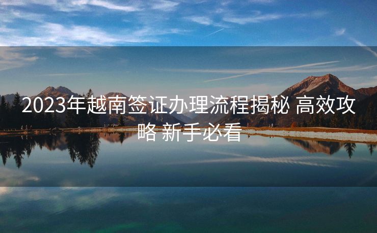2023年越南签证办理流程揭秘 高效攻略 新手必看